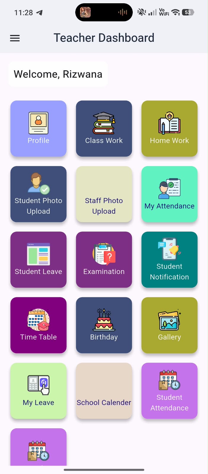 Simption School App — Teacher Dashboard screen