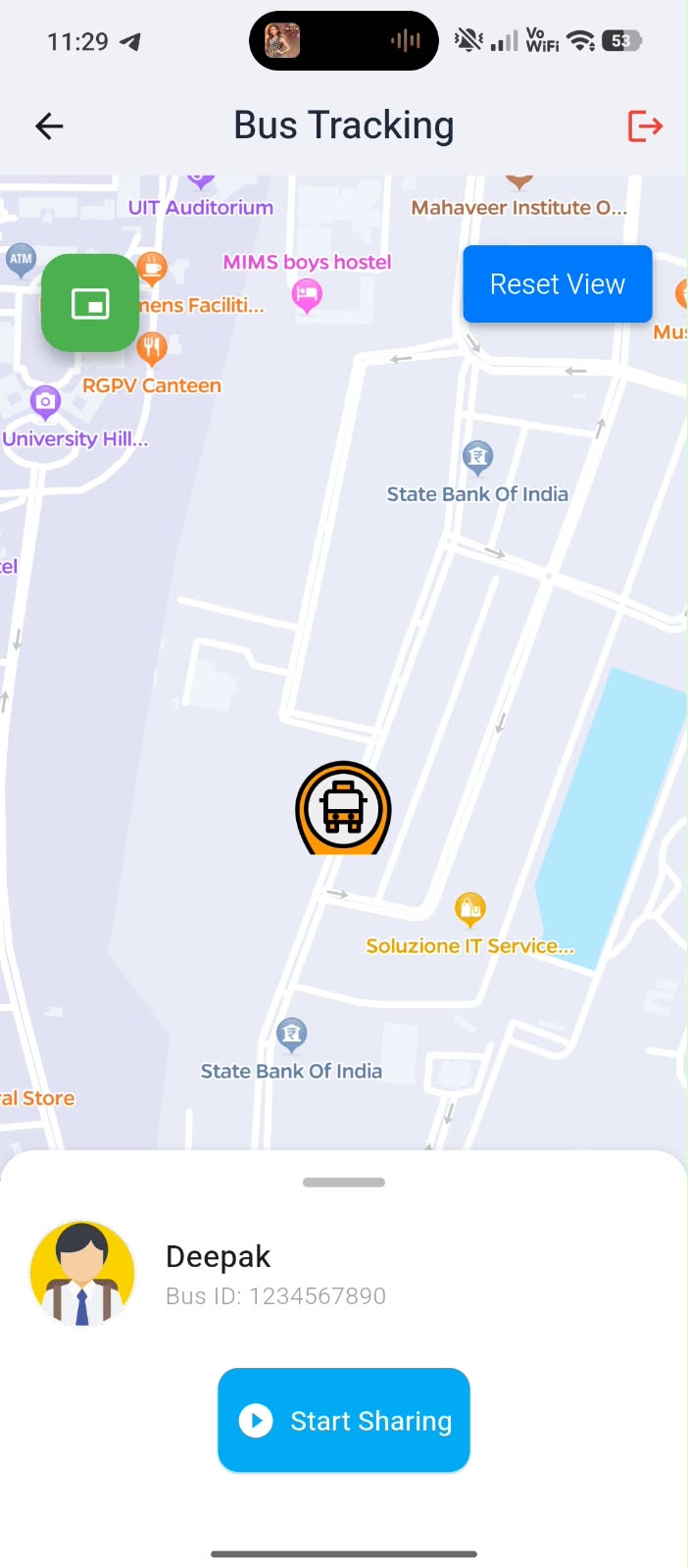 Simption School App — Live Bus Tracking screen
