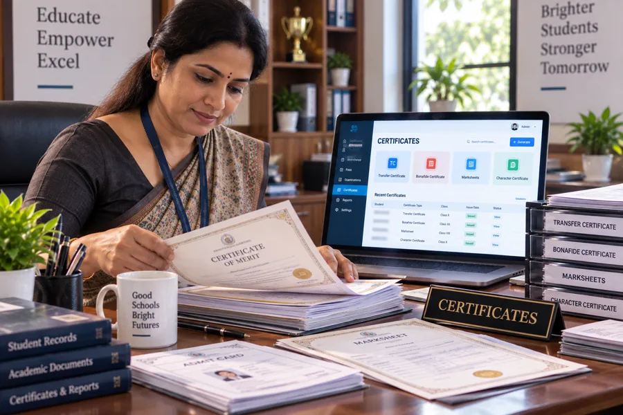 Certificate & Document Management — Certificate printing from the admin panel