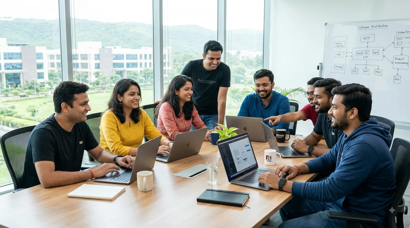The Simption team at work in Bhopal