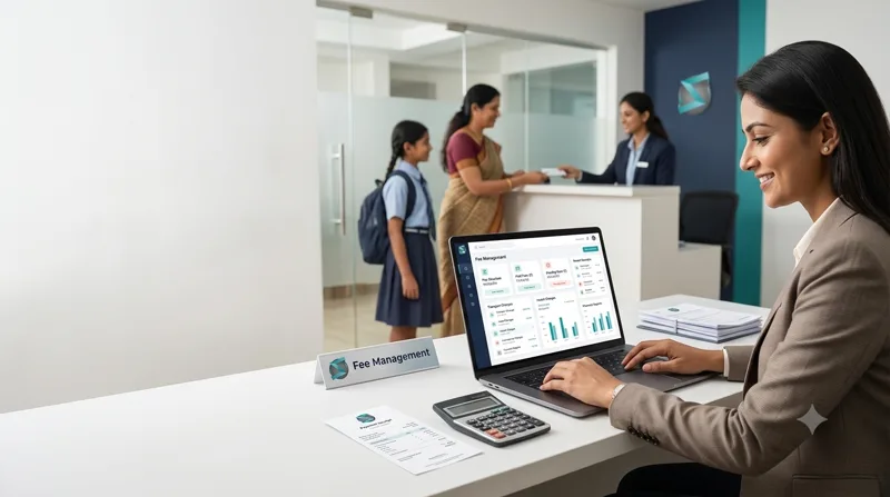 Fees & Accounts Management — Fee counter with live collection dashboard