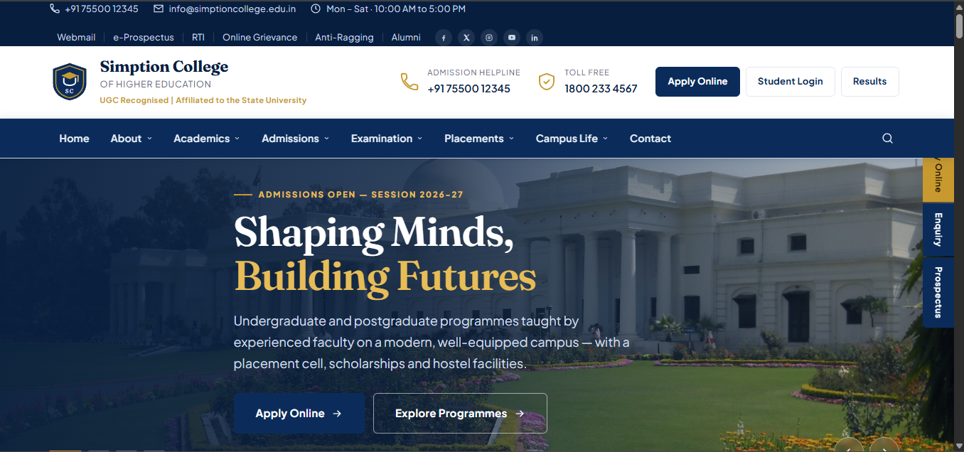 College Website Demo 1 template — demo 1 screenshot