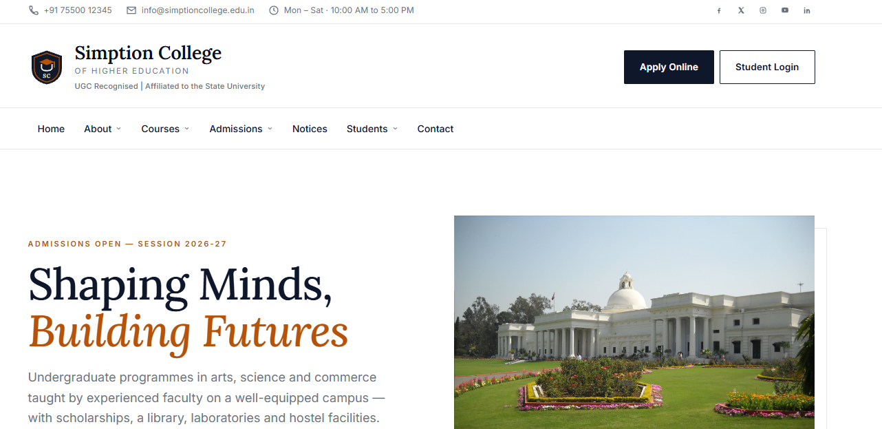 College Website Demo 5 template — demo 5 screenshot